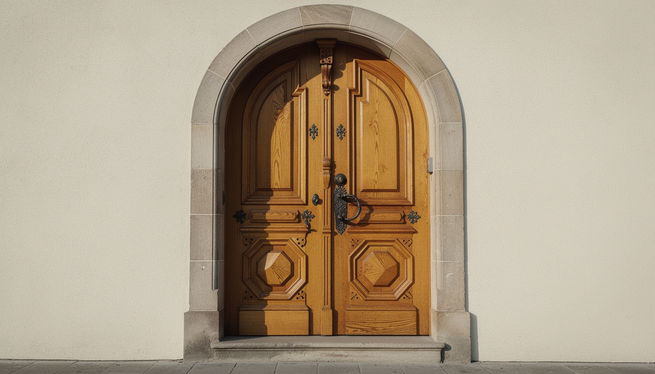 Restaurierte historische Haustür aus Massivholz